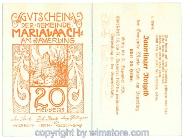 Maria Laach, J00584a3, 20 Heller; 1