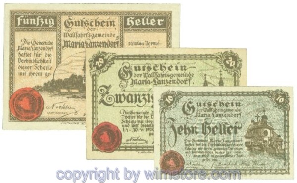 Maria Lanzendorf, J00586a, Serie 10, 20, 50 Heller; 1-