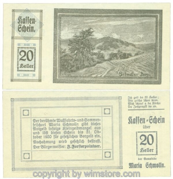 Maria Schmolln, J00587IIa, 20 Heller; 1