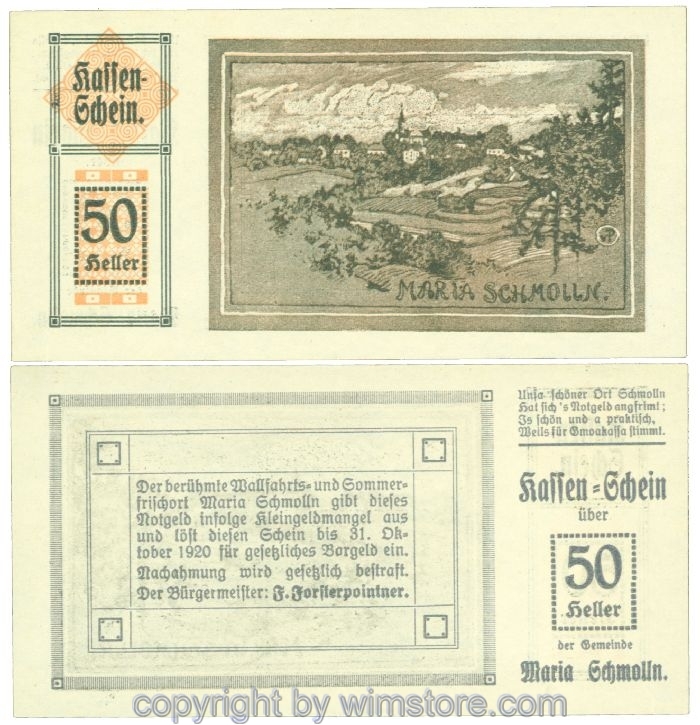 sn108775 Maria Schmolln, J00587IIa, 50 Heller; 1