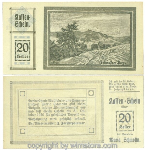 Maria Schmolln, J00587IIc, 20 Heller; 1