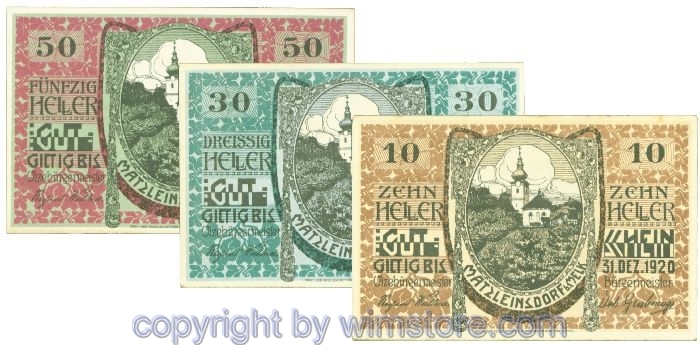Matzleinsdorf, J00597, Serie 10, 30, 50 Heller; 1