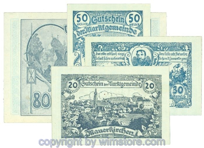 sn108877 Mauerkirchen, J00598IIa, Serie 20, 30, 50, 80 Heller; 1-