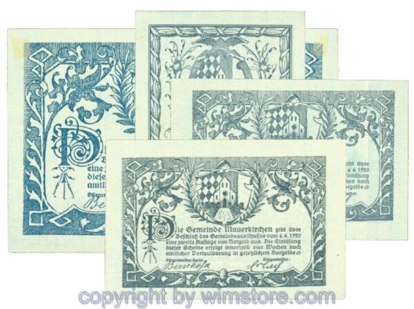 Mauerkirchen, J00598IIa, Serie 20, 30, 50, 80 Heller; 1-
