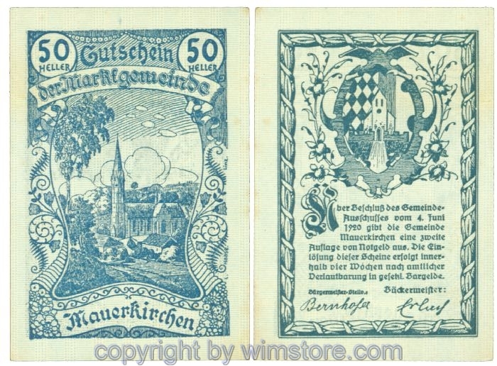 sn108878 Mauerkirchen, J00598IIaF, 50 Heller; 1