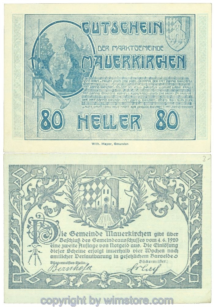 sn108879 Mauerkirchen, J00598IIaF, 80 Heller; 1