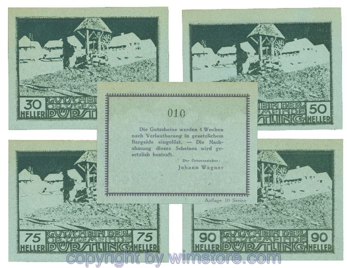 Pürstling, J00803IVa, Serie 30, 50, 75, 90 Heller; 1