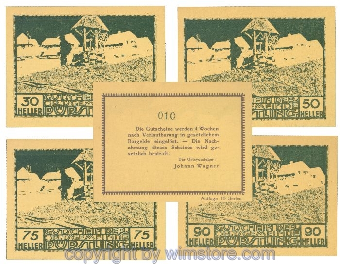 Pürstling, J00803IVc, Serie 30, 50, 75, 90 Heller; 1