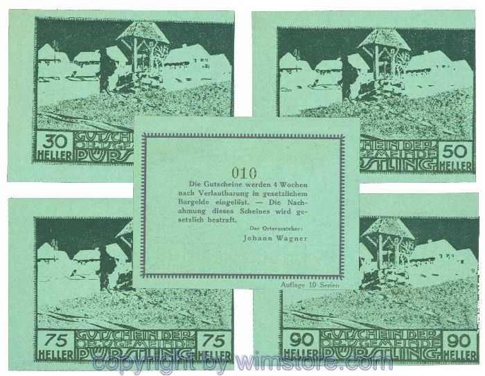 Pürstling, J00803IVd, Serie 30, 50, 75, 90 Heller; 1