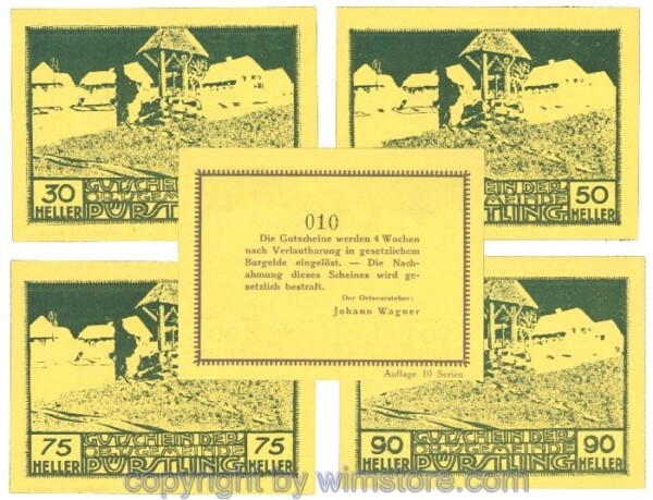 Pürstling, J00803IVe, Serie 30, 50, 75, 90 Heller; 1