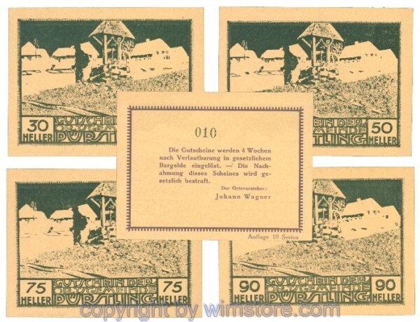 Pürstling, J00803IVk, Serie 30, 50, 75, 90 Heller; 1