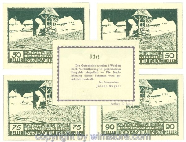 Pürstling, J00803IVq, Serie 30, 50, 75, 90 Heller; 1
