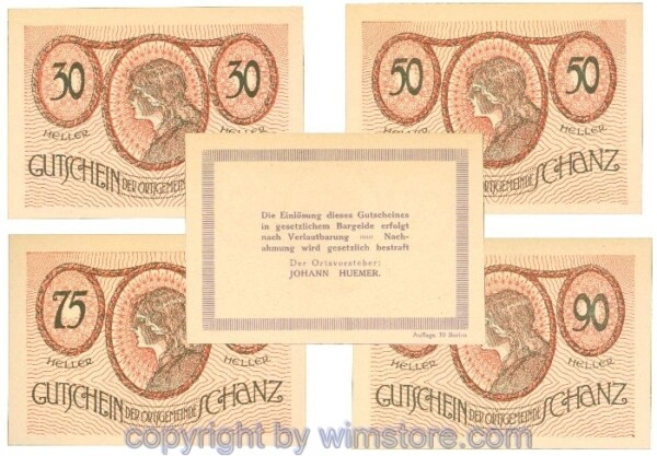 Schanz, J00953IIIf, Serie 30, 50, 75, 90 Heller; 1