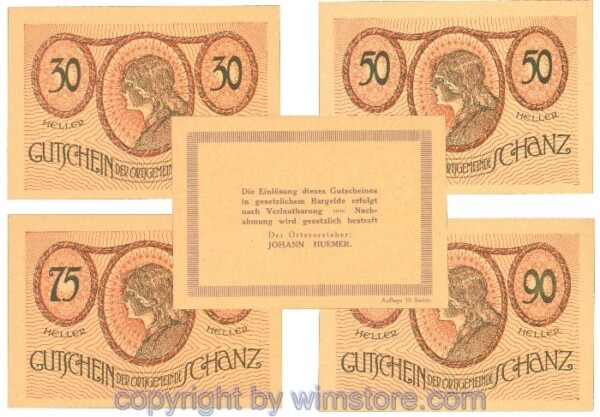 Schanz, J00953IIIj, Serie 30, 50, 75, 90 Heller; 1