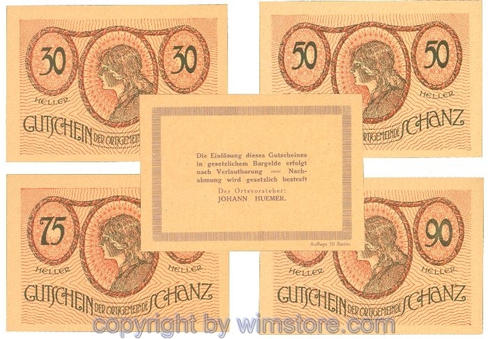 Schanz, J00953IIIj, Serie 30, 50, 75, 90 Heller; 1