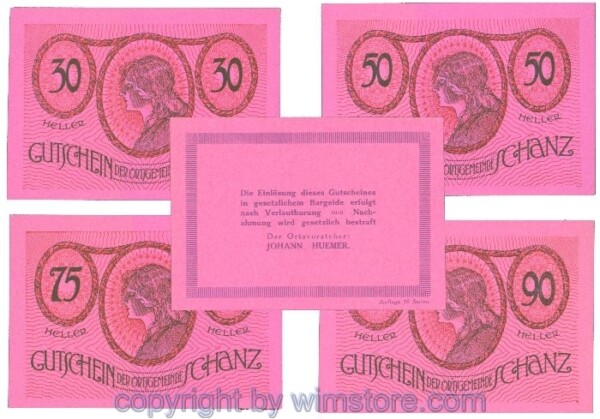 Schanz, J00953IIIl, Serie 30, 50, 75, 90 Heller; 1