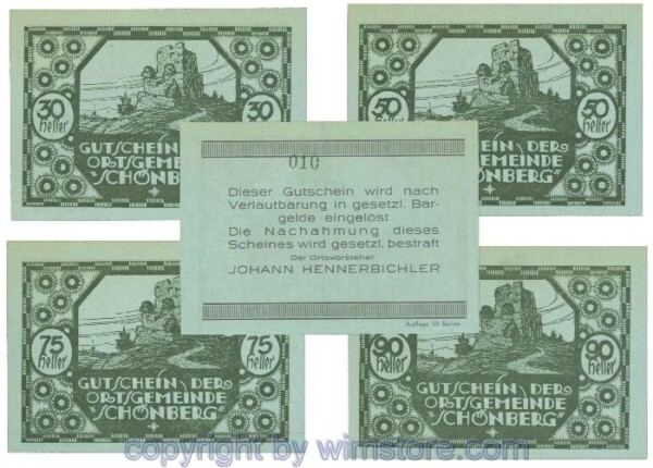 Schönberg, J00968IVa, Serie 30, 50, 75, 90 Heller; 1