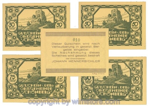 Schönberg, J00968IVb, Serie 30, 50, 75, 90 Heller; 1
