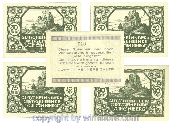 Schönberg, J00968IVo, Serie 30, 50, 75, 90 Heller; 1