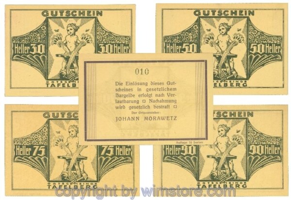 Tafelberg, J01054IIIb, Serie 30, 50, 75, 90 Heller; 1