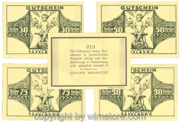 Tafelberg, J01054IIIe, Serie 30, 50, 75, 90 Heller; 1