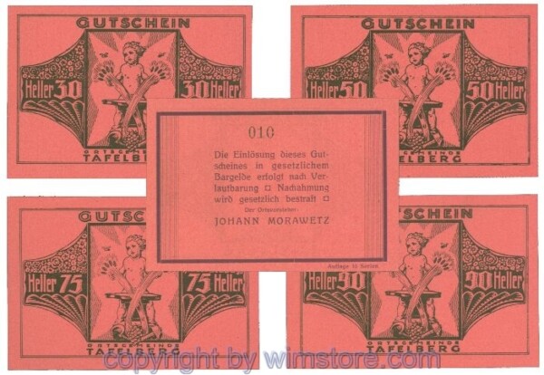 Tafelberg, J01054IIIk, Serie 30, 50, 75, 90 Heller; 1