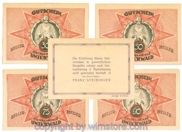 Unterwald, J01100IVg, Serie 30, 50, 75, 90 Heller; 1