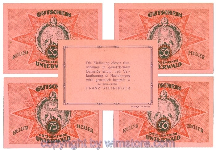 Unterwald, J01100IVi, Serie 30, 50, 75, 90 Heller; 1