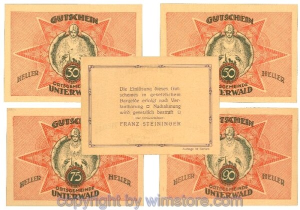 Unterwald, J01100IVj, Serie 30, 50, 75, 90 Heller; 1