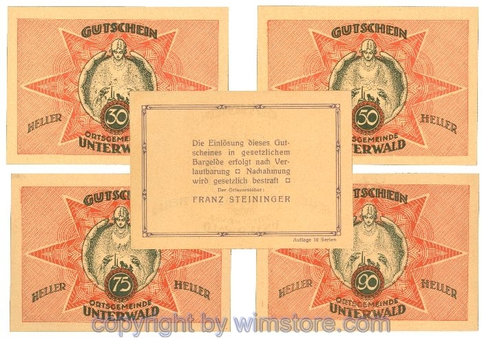 Unterwald, J01100IVj, Serie 30, 50, 75, 90 Heller; 1