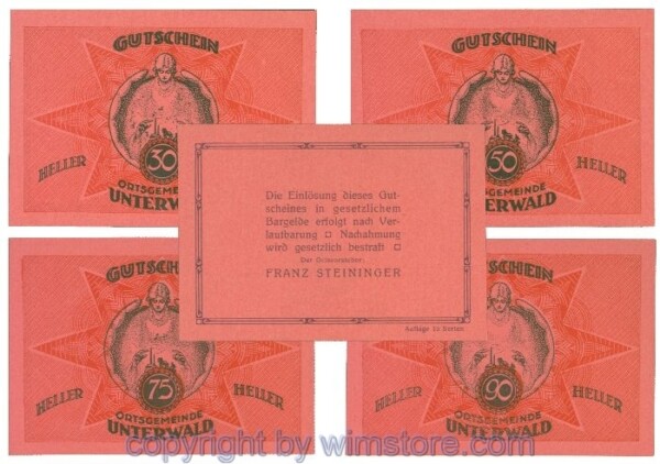 Unterwald, J01100IVk, Serie 30, 50, 75, 90 Heller; 1