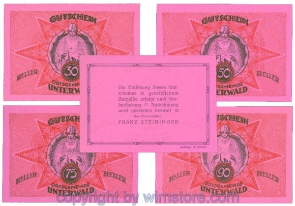 Unterwald, J01100IVl, Serie 30, 50, 75, 90 Heller; 1