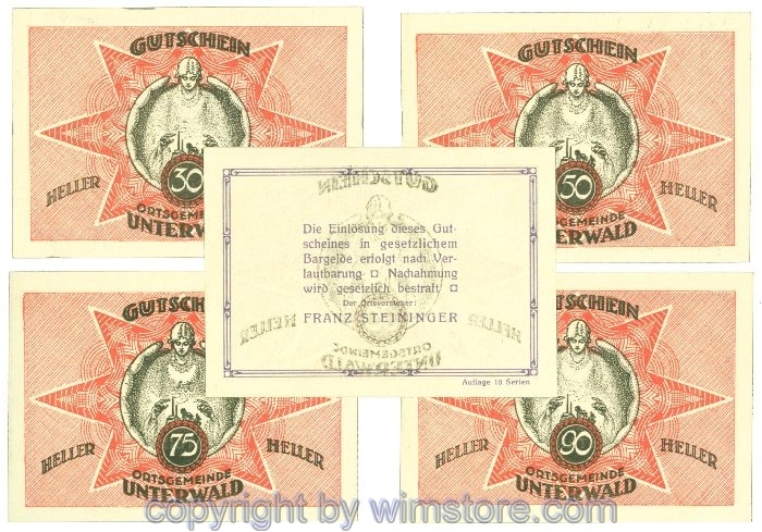 Unterwald, J01100IVp, Serie 30, 50, 75, 90 Heller; 1
