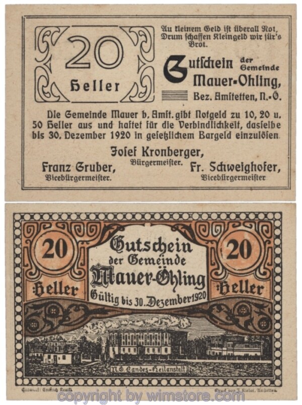 Mauer-Öhling, J00599e, 20 Heller; 1