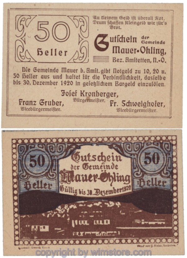 Mauer-Öhling, J00599ex, 50 Heller; 1