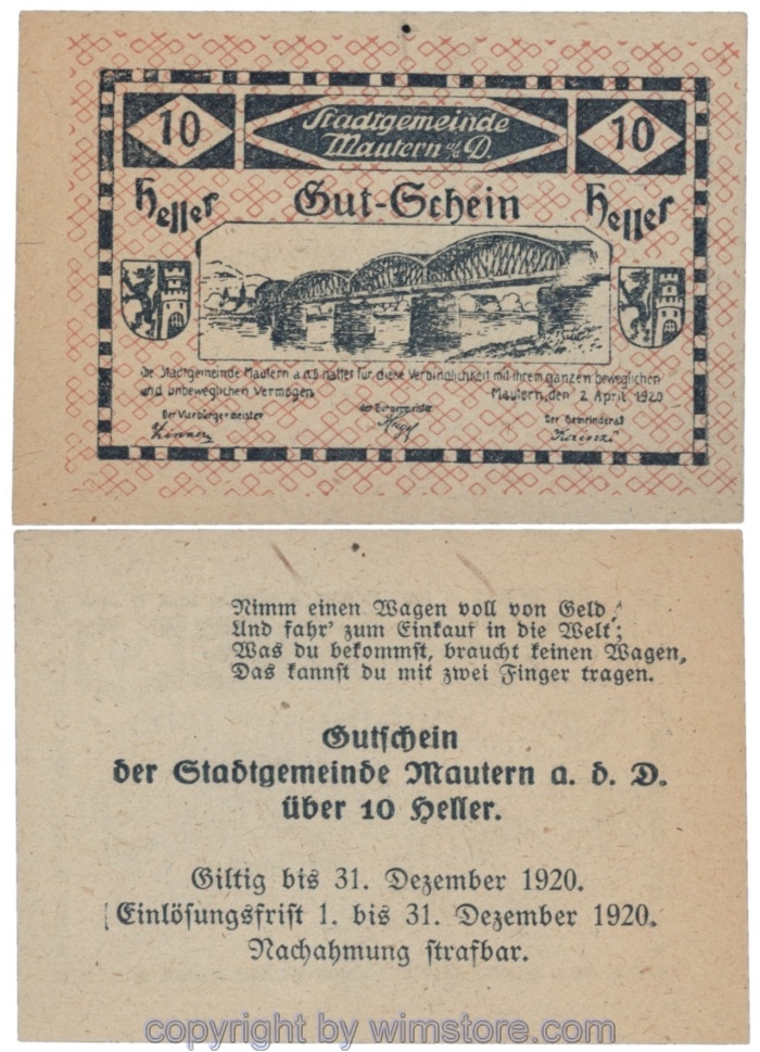 sn109005 Mautern, J00600Ib, 10 Heller; 1
