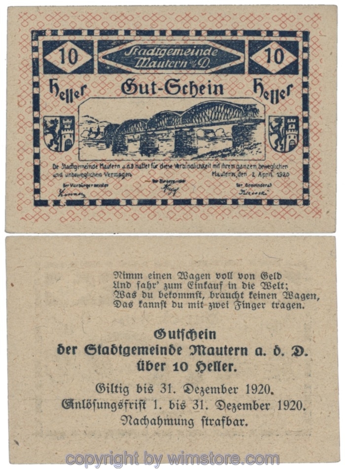 sn109010 Mautern, J00600Ih, 10 Heller; 1