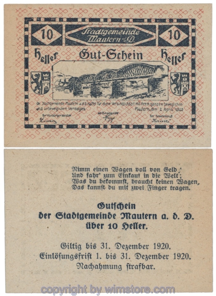 sn109011 Mautern, J00600Ii, 10 Heller; 1