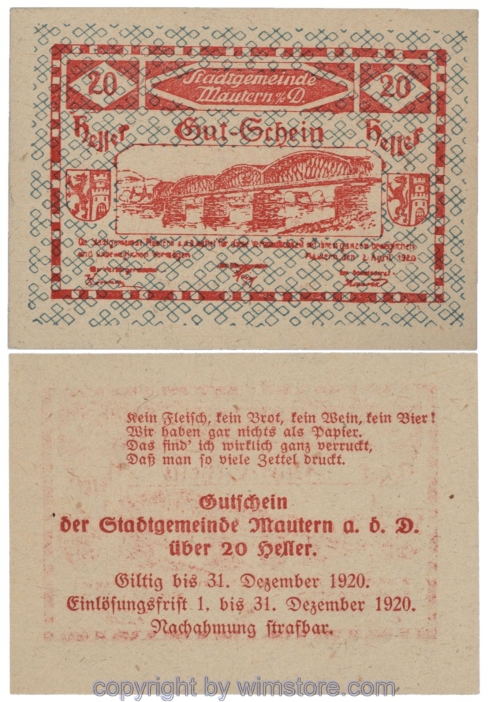 sn109012 Mautern, J00600Ij, 20 Heller; 1