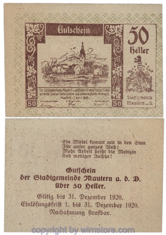 sn109013 Mautern, J00600Ik, 50 Heller; -1