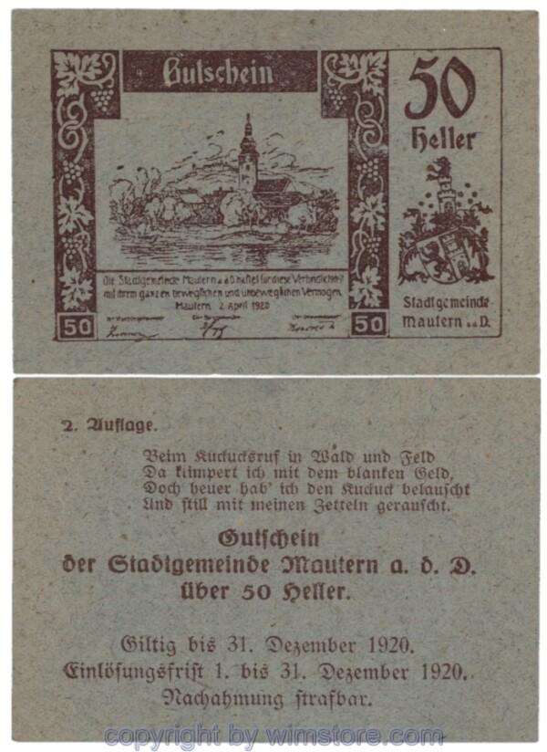 Mautern, J00600IIa3, 50 Heller; 1