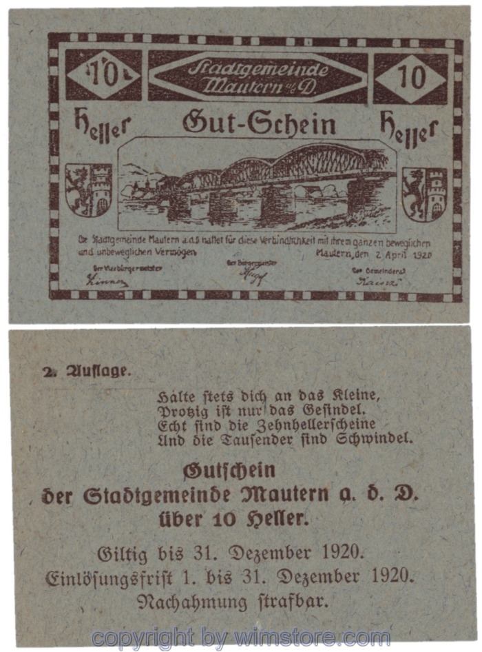 sn109020 Mautern, J00600IIa9, 10 Heller; 1