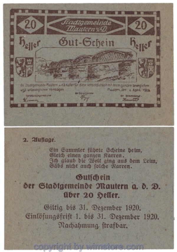 Mautern, J00600IIa10, 20 Heller; 1