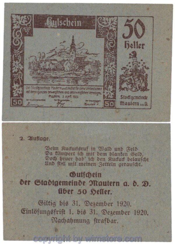 Mautern, J00600IIa11, 50 Heller; 1