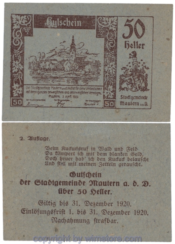 sn109022 Mautern, J00600IIa11, 50 Heller; 1