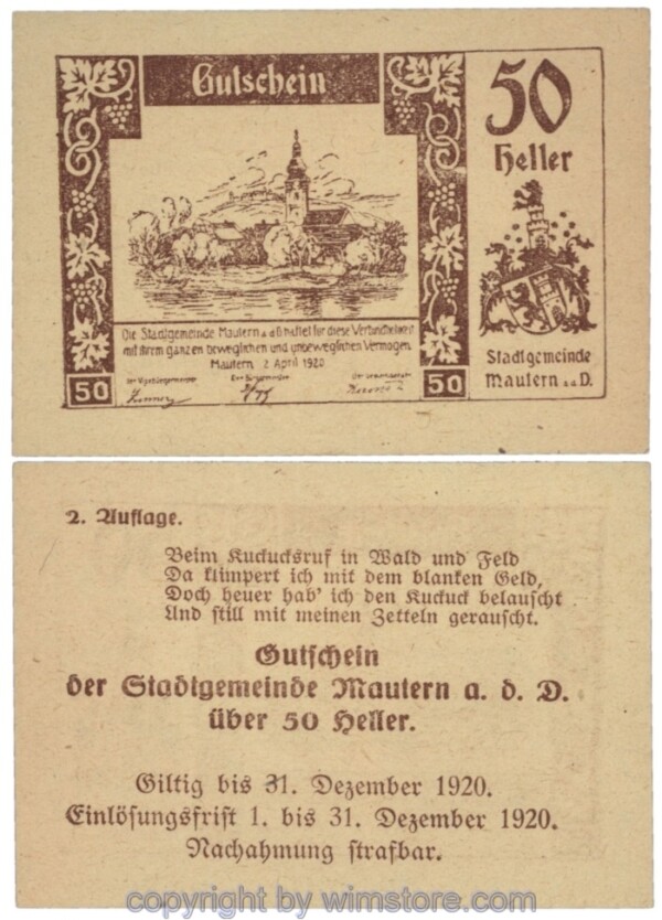 Mautern, J00600IIb4, 50 Heller; 1
