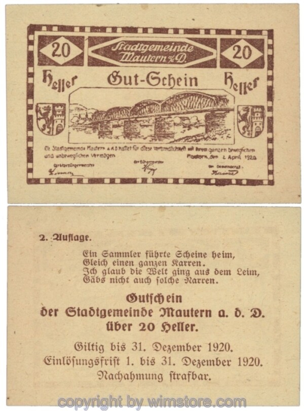 Mautern, J00600IIb13, 20 Heller; 1