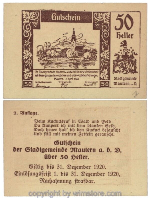 Mautern, J00600IIb14, 50 Heller; 1