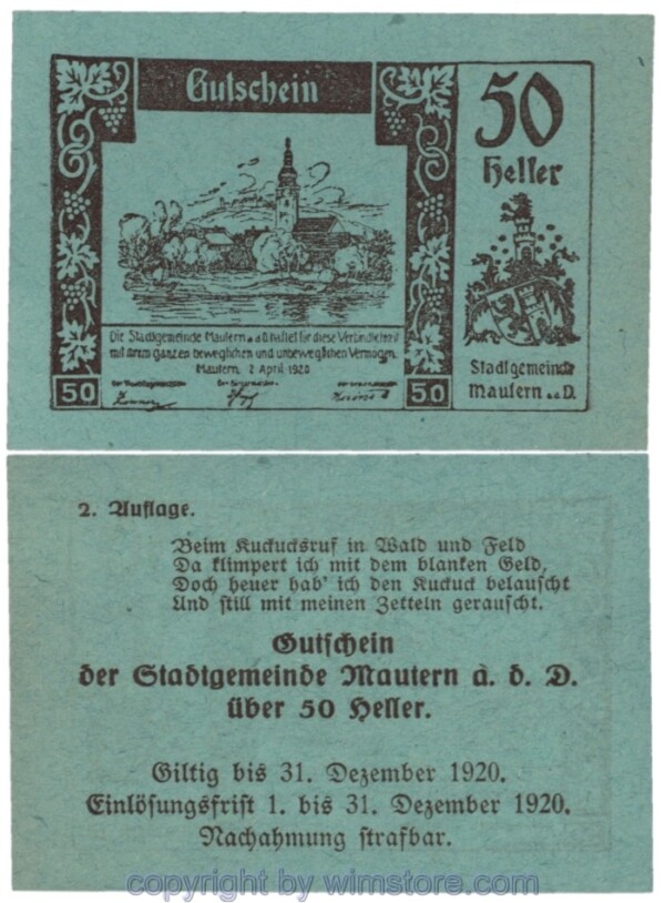 Mautern, J00600IIc5, 50 Heller; 1