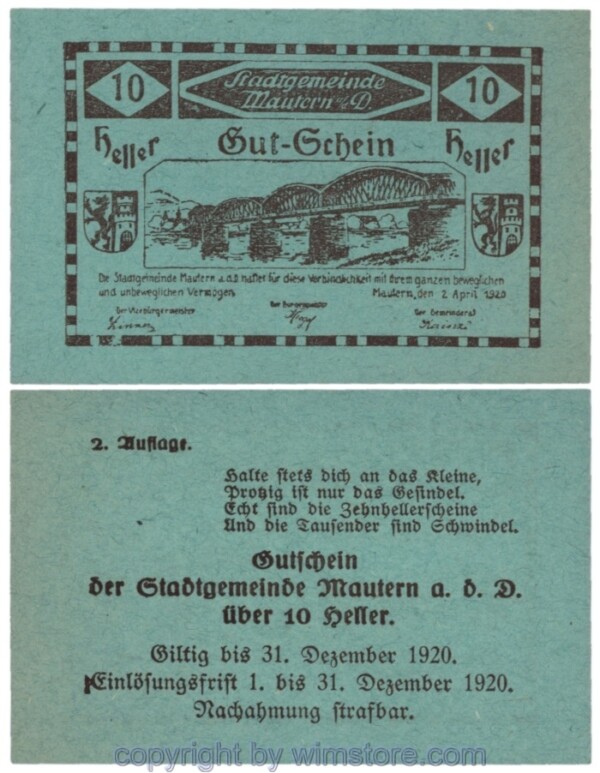 Mautern, J00600IIc15, 10 Heller; 1